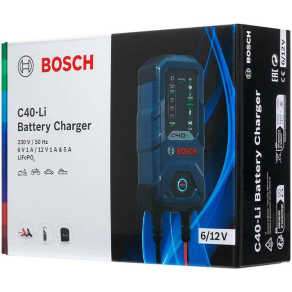 BOSCH C40 Li Akkumulátor töltő - 6 V/12 V 5 A