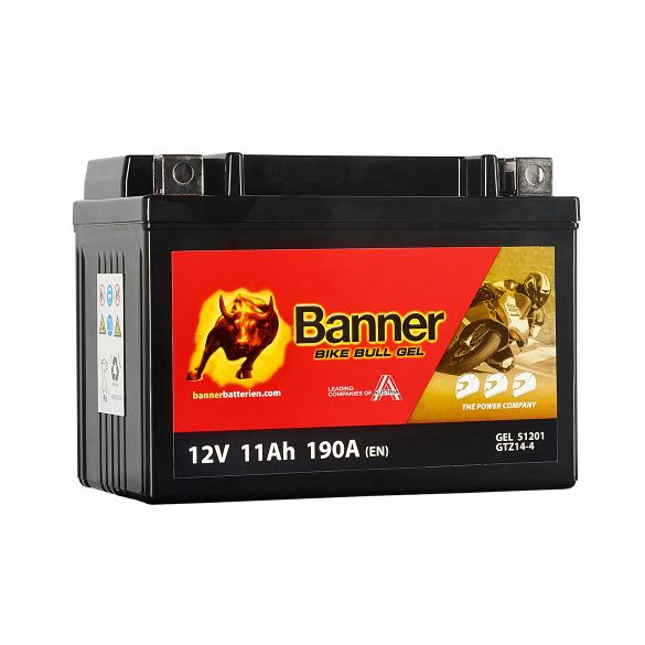 Banner Bike Bull Gel 12V 11 Ah  190 A bal+  (YTZ14S) GTZ14-4