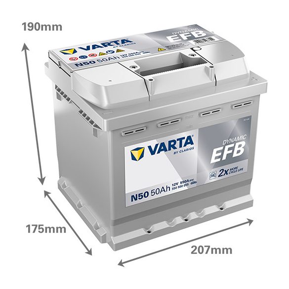 Varta Dynamic EFB  N50  12 V 50 Ah 550 A jobb +
