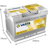 Varta Dynamic AGM A7 12 V 70 Ah 760 A jobb +