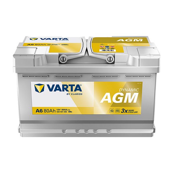 VARTA DYNAMIC AGM A6 12 V 80 Ah 800 A jobb + 