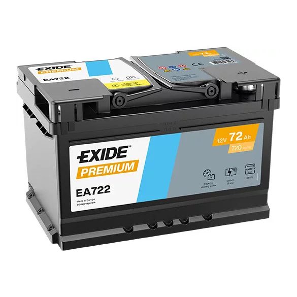 EXIDE PREMIUM EA722 12 V 72 Ah 720 A jobb+