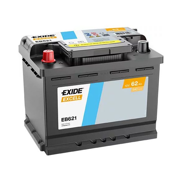 EXIDE EXCELL 12 V 62 Ah 540 A bal +