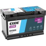 Exide AGM EK820 START-STOP akkumulátor 12 V 82 Ah 800 A jobb +