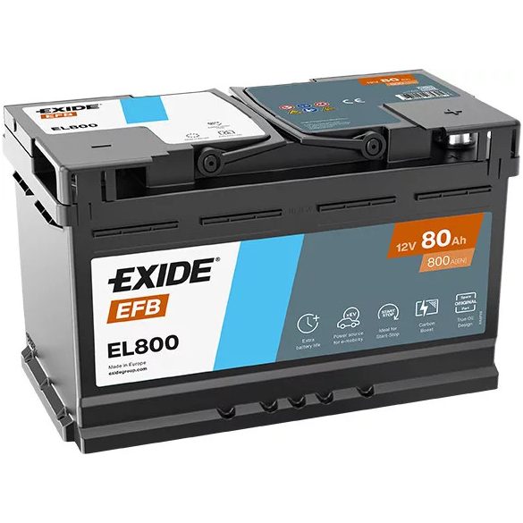 EXIDE EFB 12 V 80 Ah 800 A jobb +