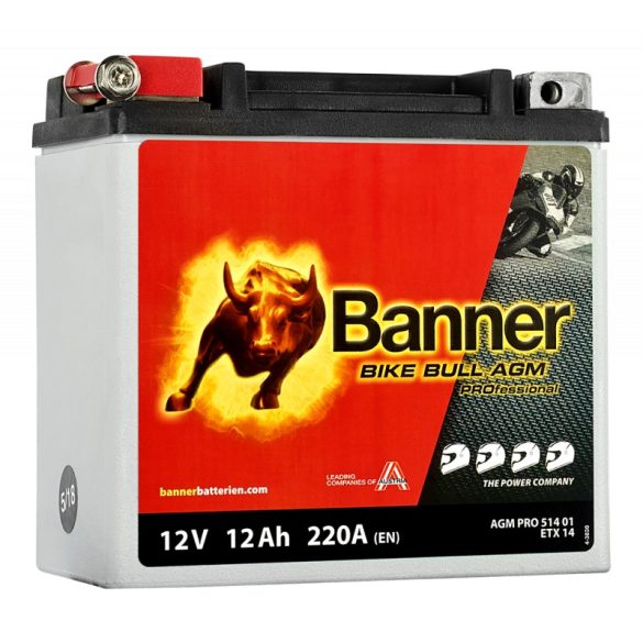 Banner Bike Bull Proffesional 12 V 12 Ah 220 A bal +