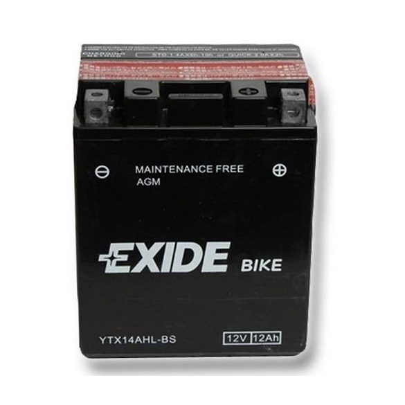 Exide Bike AGM ETX14AHL-BS 12 V 12 Ah 210 A jobb + (YB14AL-A2)