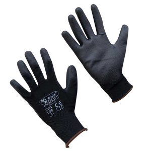 Szerelőkesztyű (PN8003), fekete, PU tenyéren mártott, 9-es méret (L) pár