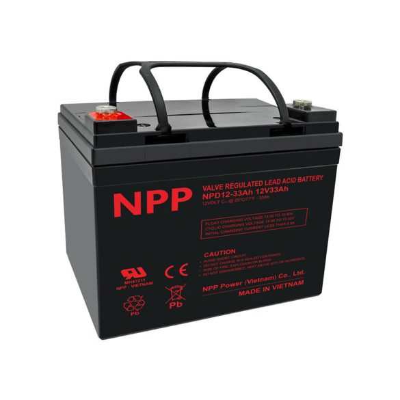 NPP 12 V 33 Ah kerekesszék akkumulátor bal +