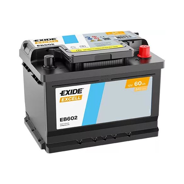 Exide Excell 12 V 60 Ah 540 A jobb+